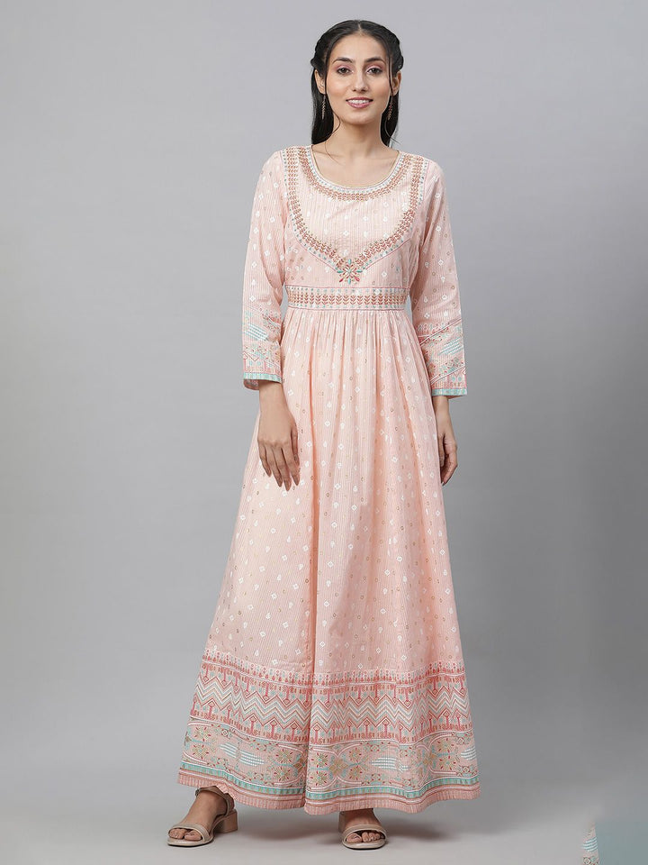 AURELIA Peach-Coloured Formal Maxi Dress