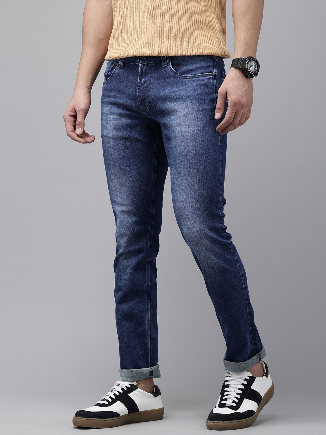 SPYKAR Men Skinny Slim Fit Low-Rise Light Fade Stretchable Jeans