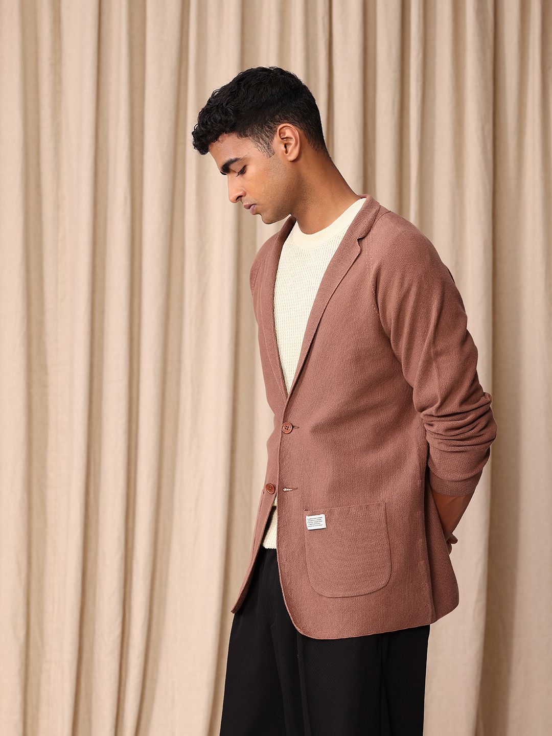 Mr Bowerbird Self Design Tailored Fit Single-Breasted Casual Blazer