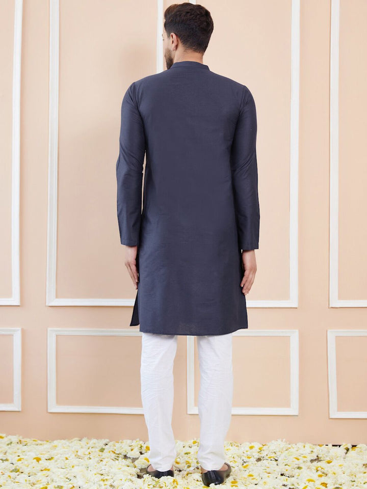 See Designs Mandarin Collar Long Sleeves Pure Cotton Straight Kurta