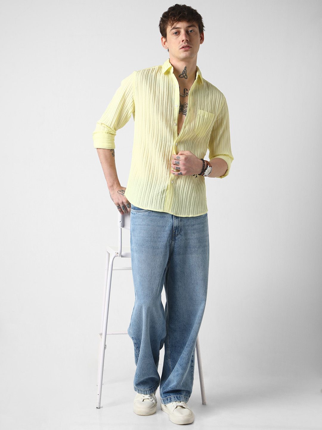 VASTRADO Men Classic Slim Fit Opaque Striped Casual Shirt