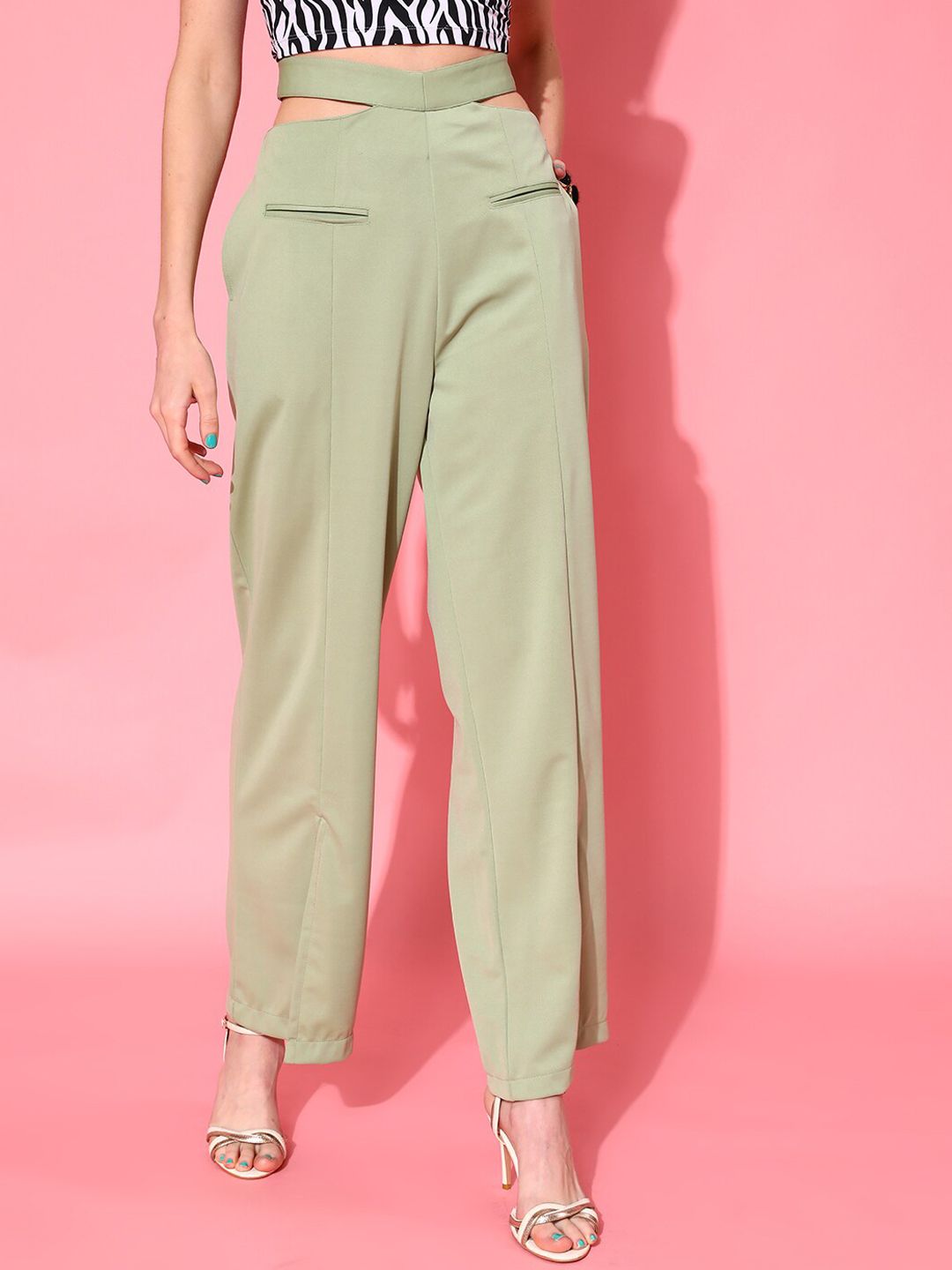 STREET 9 Women Green Loose Fit High-Rise Culottes Trousers