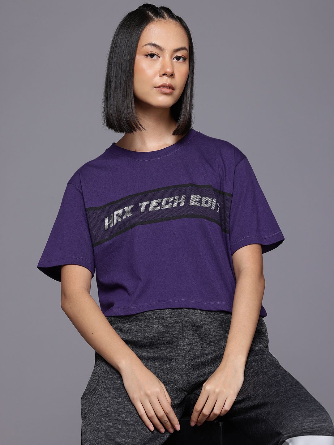 HRX by Hrithik Roshan Typography Printed Drop-Shoulder Sleeves T-Shirt