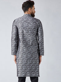 SOJANYA Men Grey Woven Design Straight Kurta