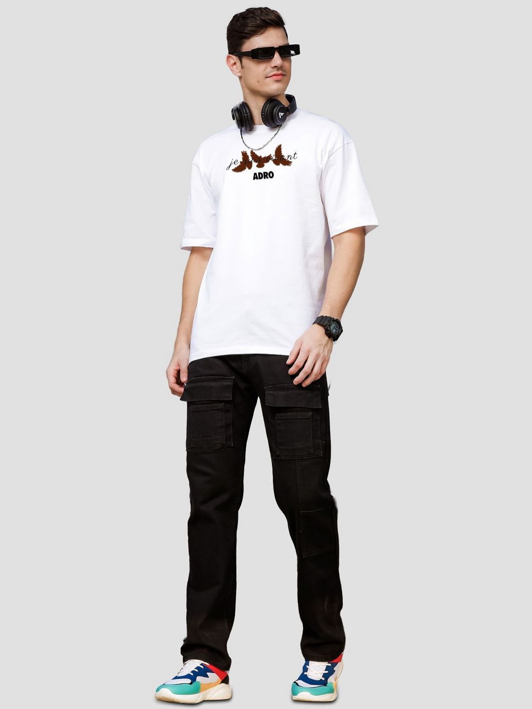 ADRO Men Printed Extended Sleeves Raw Edge T-shirt
