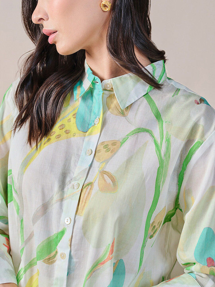AND Print Cotton Shirt Style Top