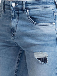 SPYKAR Men Skinny Fit Low-Rise Mildly Distressed Light Fade Stretchable Jeans