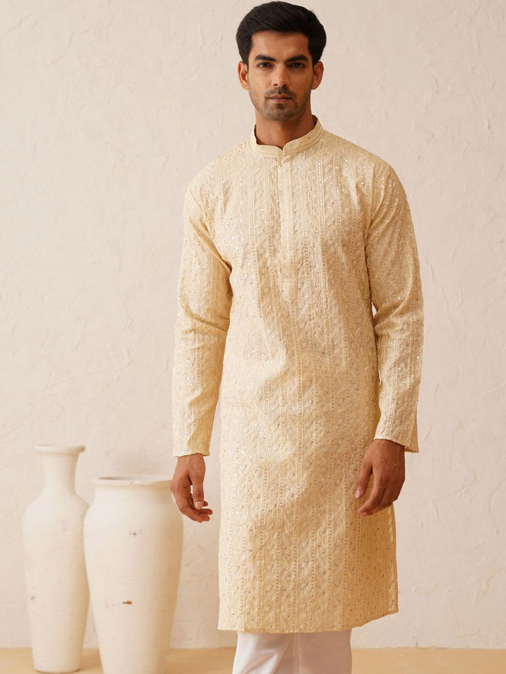 SOJANYA LUXE  Ethnic Motifs Embroidered Mandarin Collar Sequined Straight Kurta