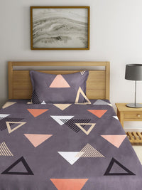 KLOTTHE Grey Graphic Cotton 210 TC Single Fine 2 Bedsheet with 2 Pillow Covers-89 x 59 inches
