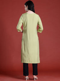 Anouk Floral Yoke Design Thread Work Detail Straight Kurta