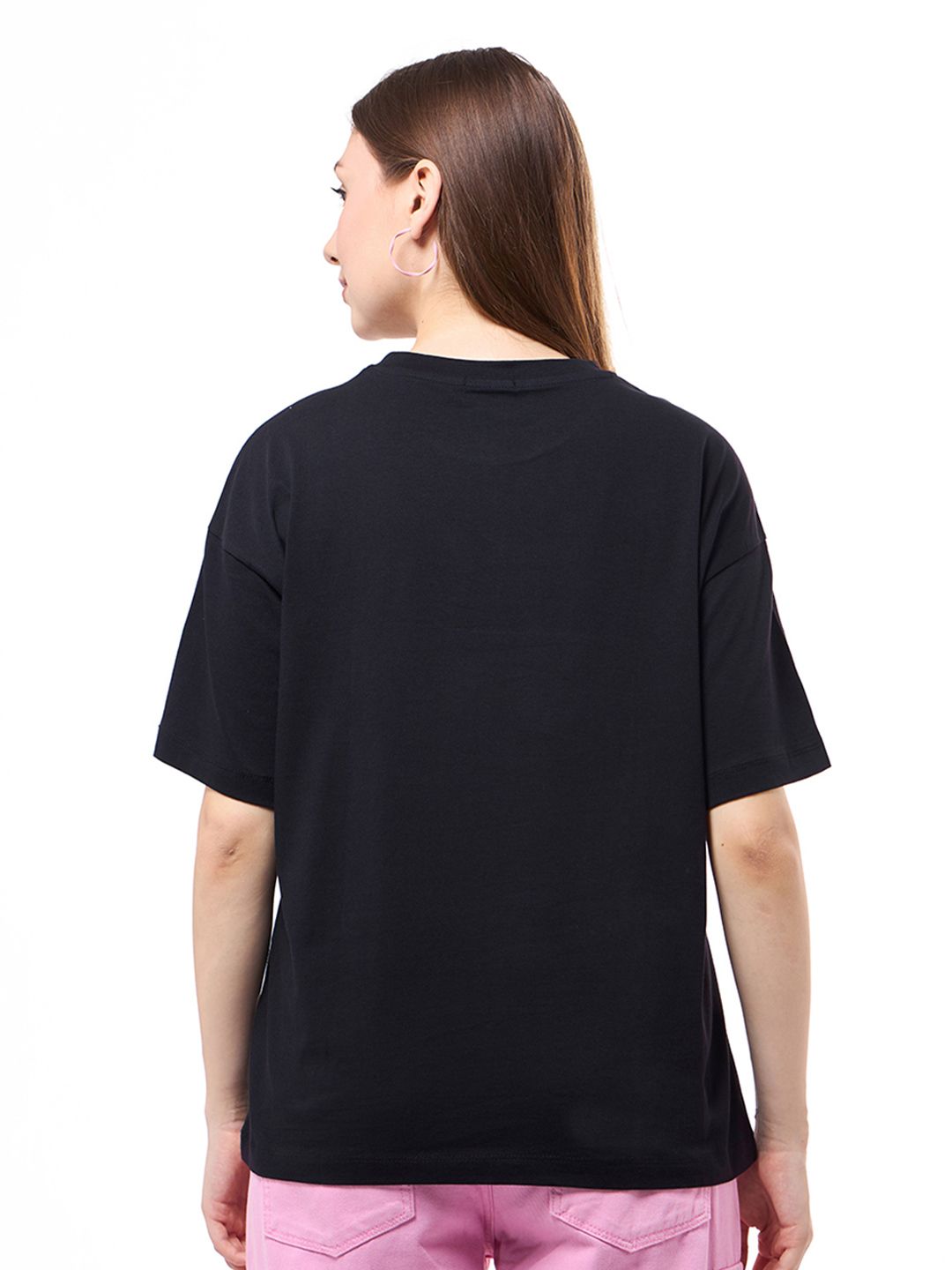Bewakoof Women Graphic Printed Round Neck Pure Cotton Oversized T-shirt