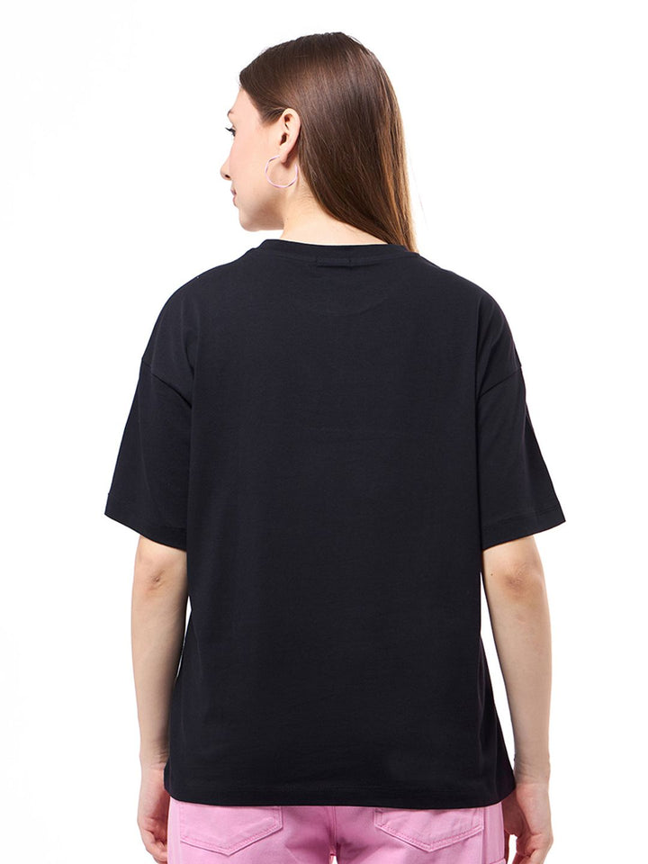 Bewakoof Women Graphic Printed Round Neck Pure Cotton Oversized T-shirt