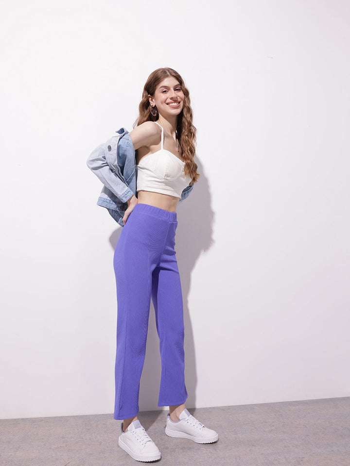 DressBerry Women Normcore Basics Ribbed Trousers