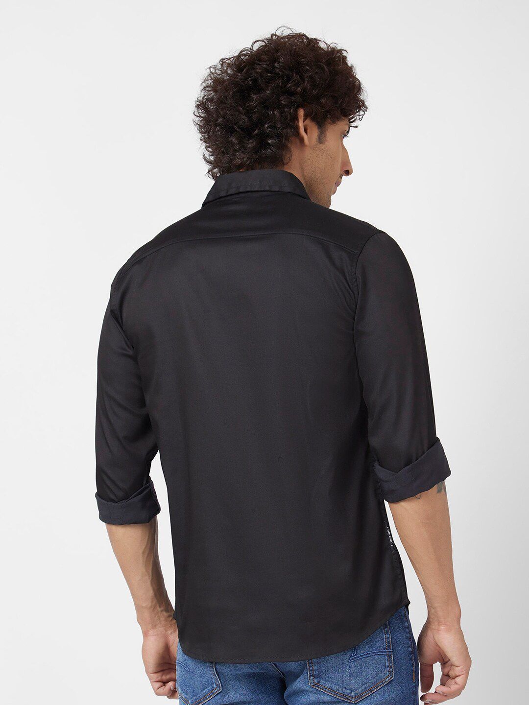 SPYKAR Classic Spread Collar Opaque Cotton Linen Casual Shirt
