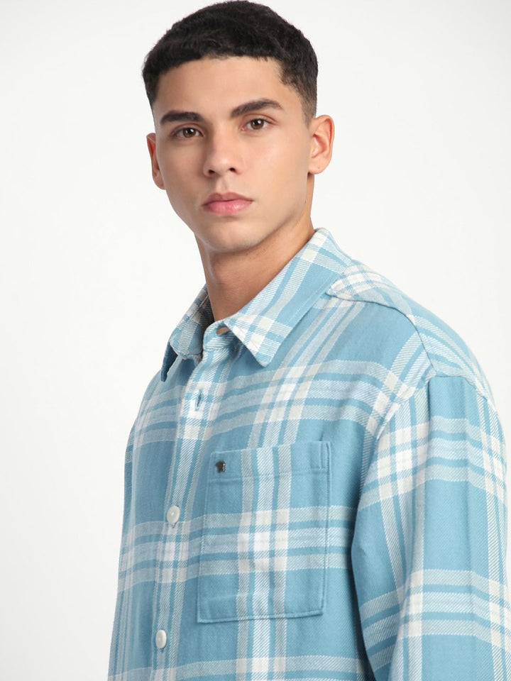 THE BEAR HOUSE Men Tartan Checks Opaque Relaxed Fit Cotton Casual Shirt