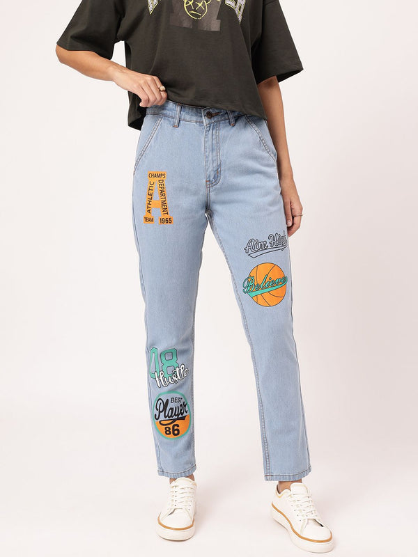 DressBerry Women Street Smart Printed Barrel Fit  Jeans