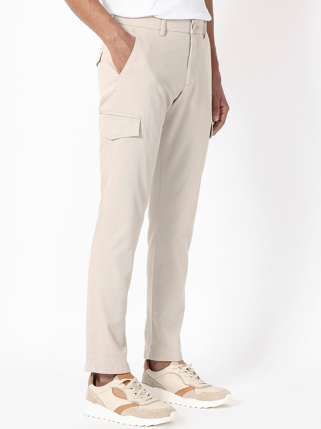 RARE RABBIT Men Curo Slim Fit Mid-Rise Plain Cotton Trouser