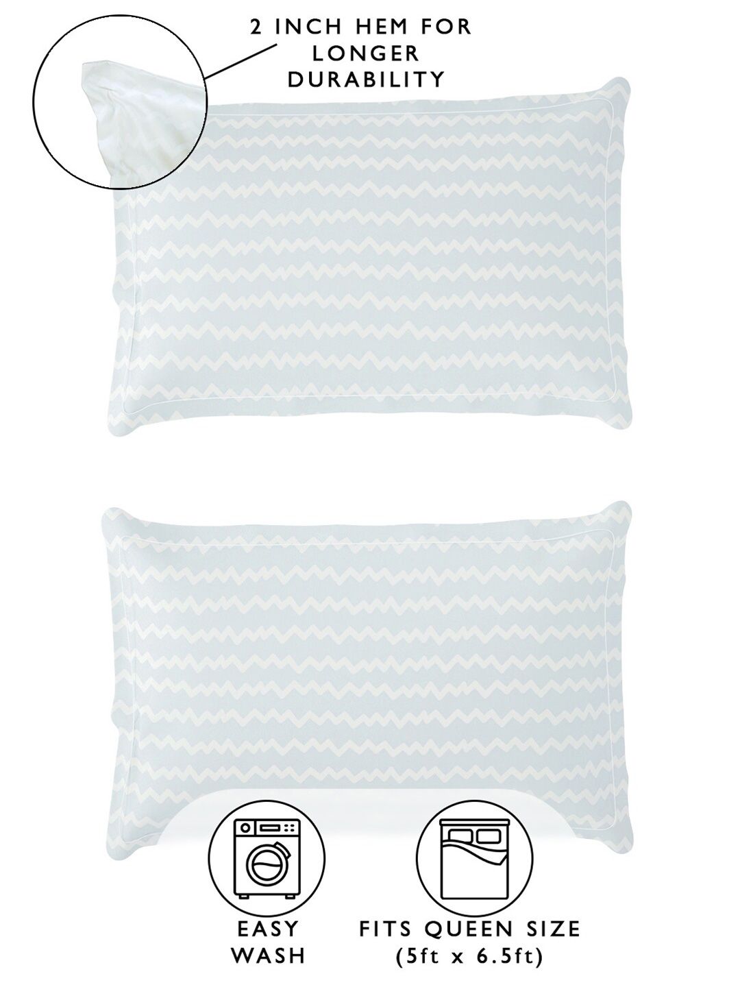Story@home Grey & Blue Geometric 180 TC Queen Bedsheet with 2 Pillow Covers
