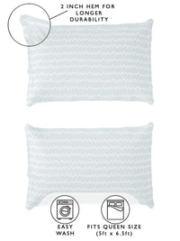 Story@home Grey & Blue Geometric 180 TC Queen Bedsheet with 2 Pillow Covers