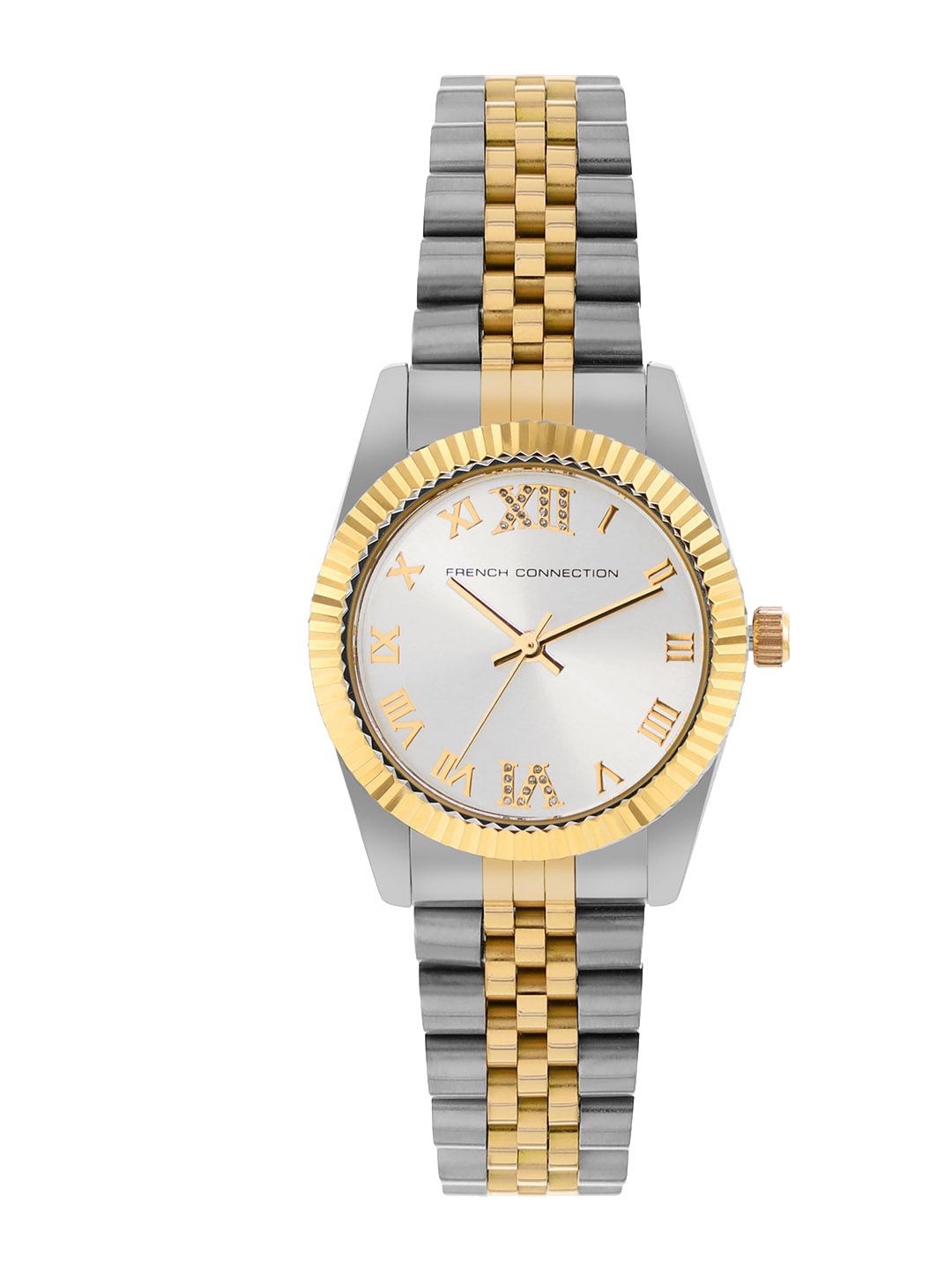 Sambungan Perancis Wanita Gelang Gelang Keluli Tahan Karat Tali Analog Watch FCN00077E
