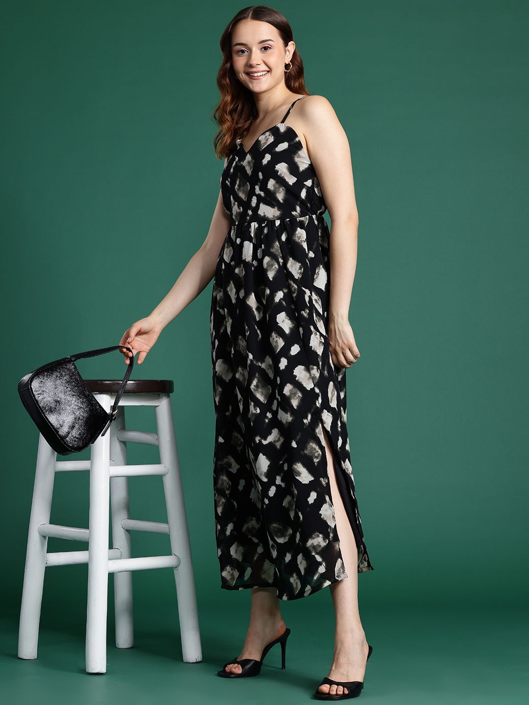 DressBerry Print Fit & Flare Midi Dress