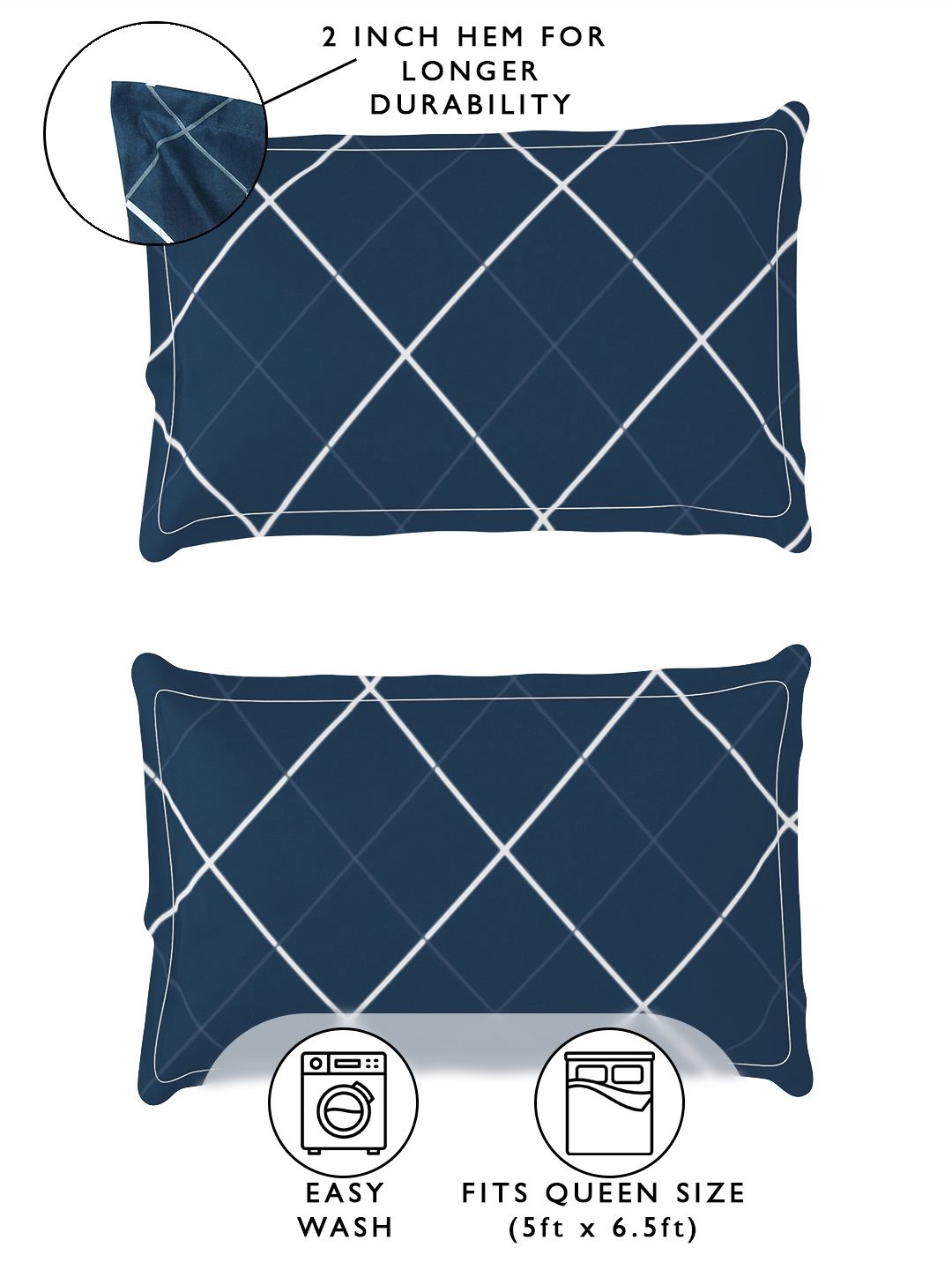Story@home  Arena Blue & Grey Geometric Printed 180 TC Queen Bedsheet & 2 Pillow Covers
