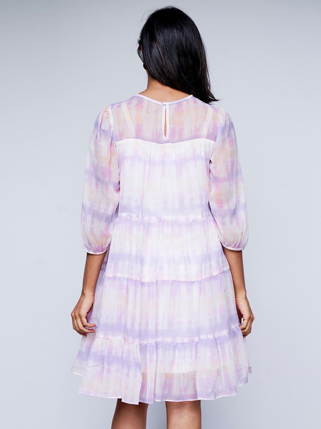 AND Tie & Dye Gathered Detailed Tiered A-Line Dress