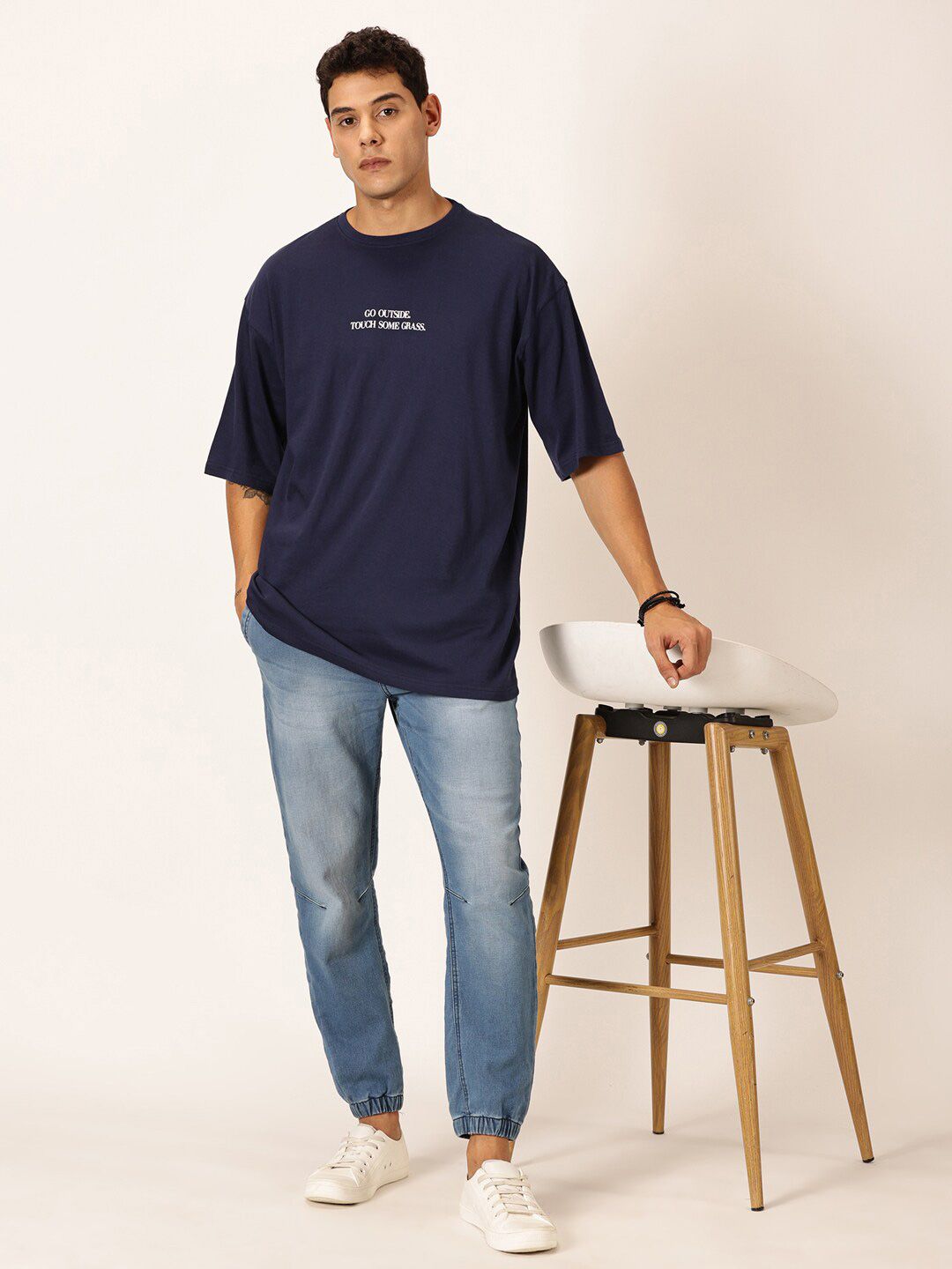 Thomas Scott Round Neck Typography Printed Cotton Oversized T-shirt