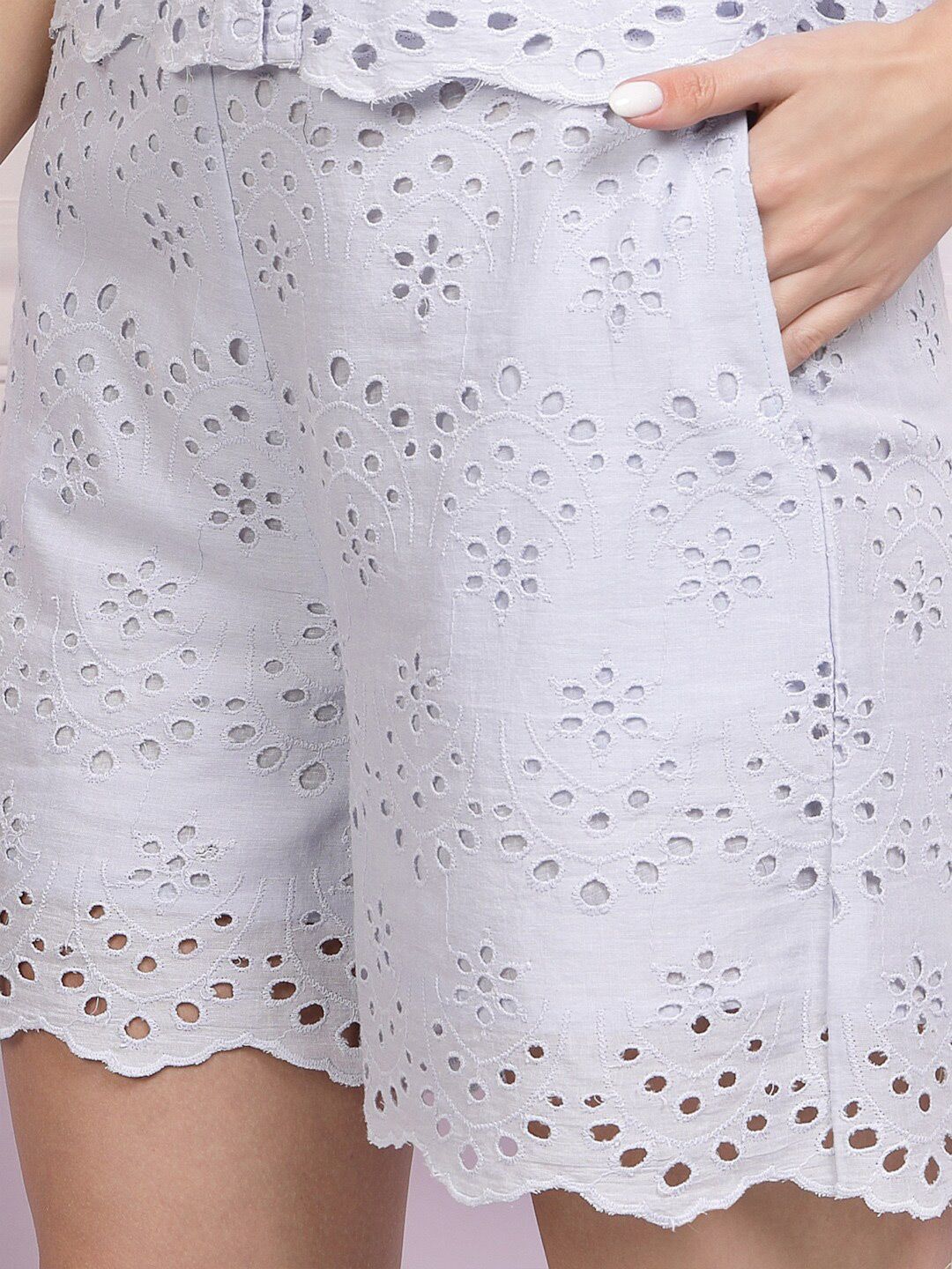 Athena Schiffli Cotton Shirt Style Top