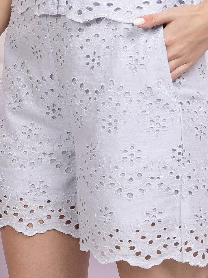 Athena Schiffli Cotton Shirt Style Top
