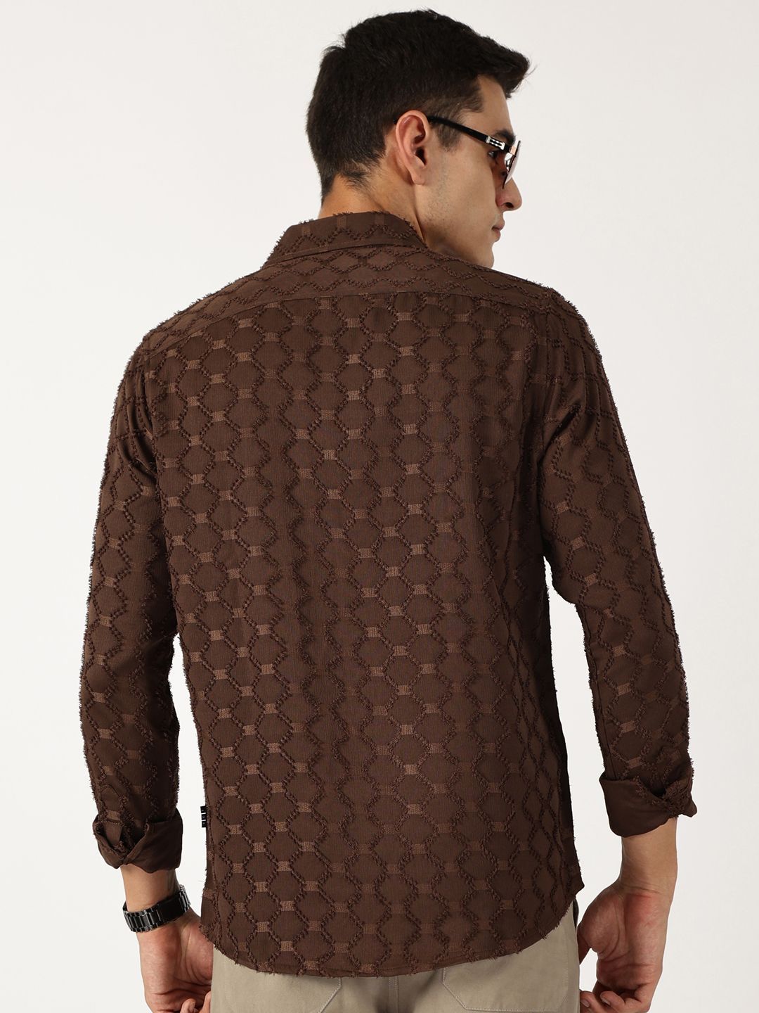 Thomas Scott Men Premium Spread Collar Textured Casual Shirt