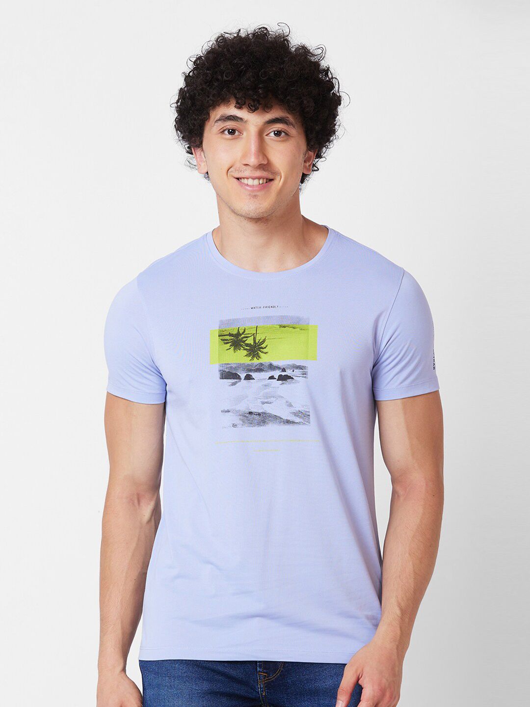 SPYKAR Graphic Printed Round NeckSlim Fit T-shirt
