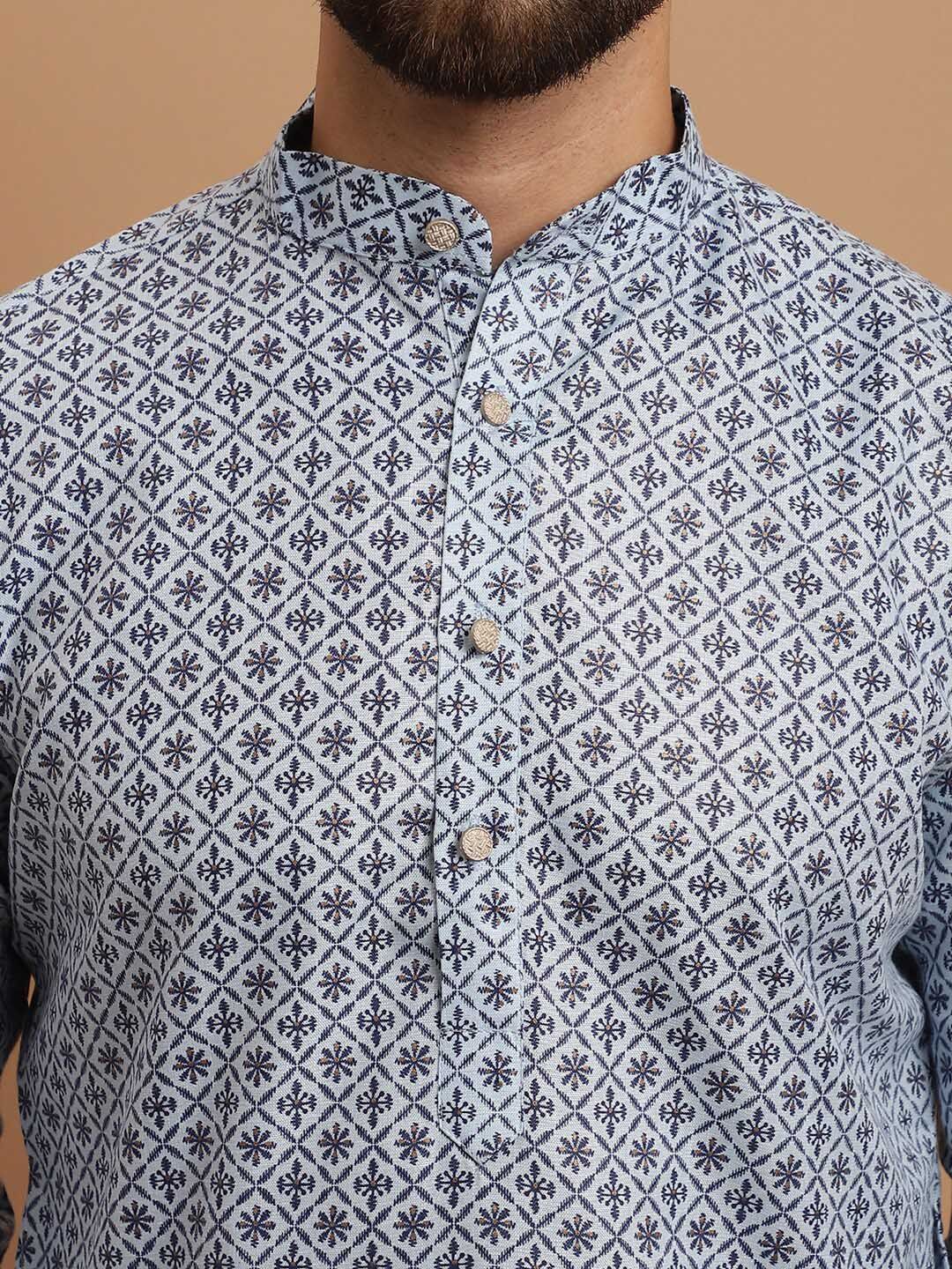 SOJANYA Men Ethnic Motifs Printed Regular Kurta With Pyjamas & Nehru Jacket