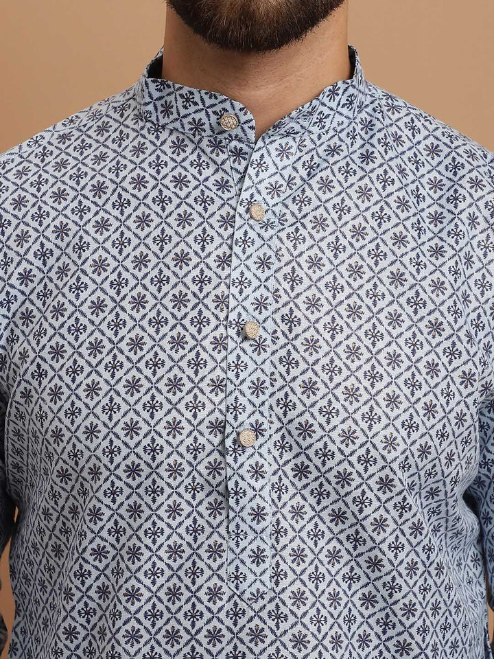 SOJANYA Men Ethnic Motifs Printed Regular Kurta With Pyjamas & Nehru Jacket