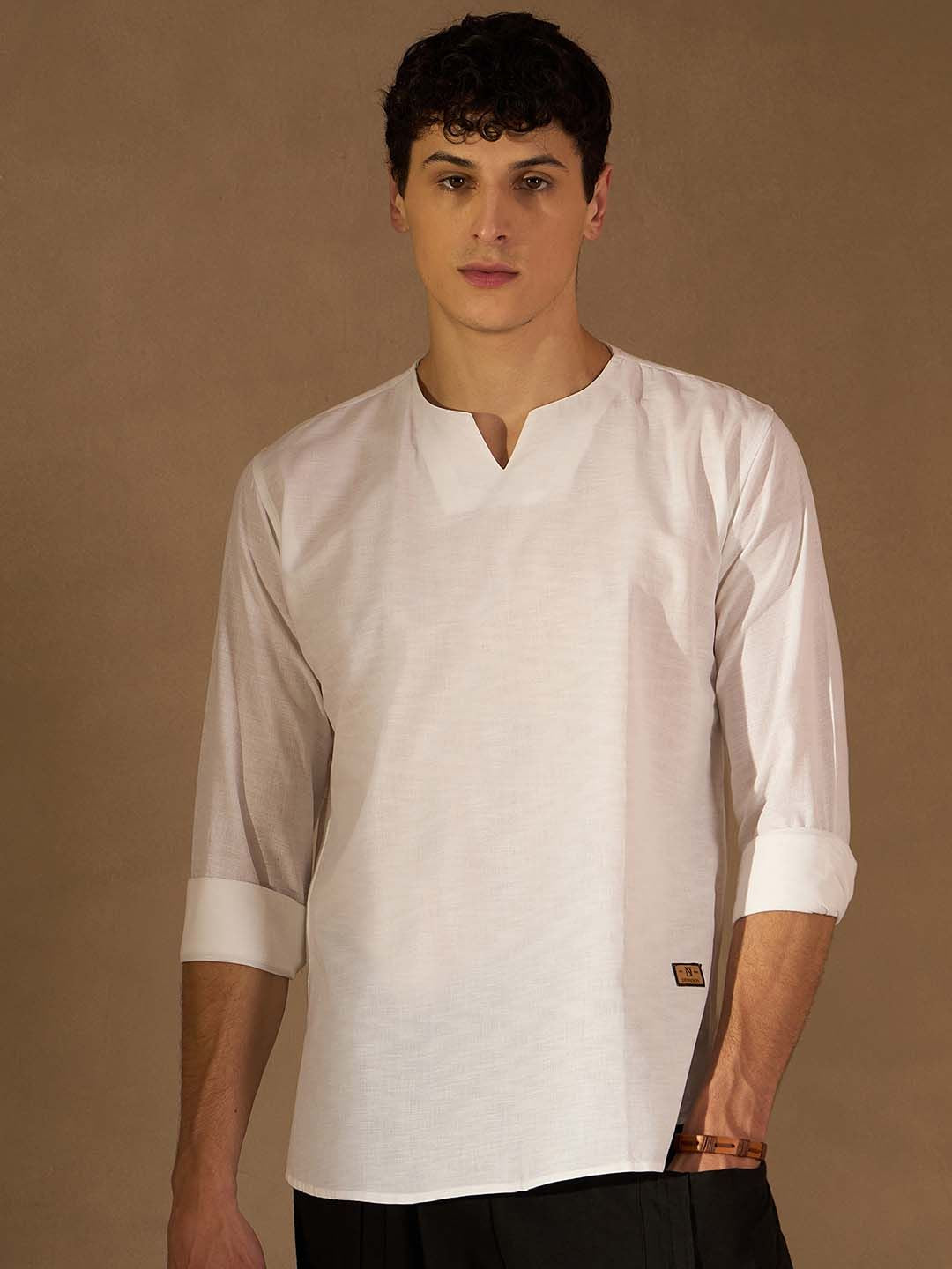 Dennison Men White Solid Kurta