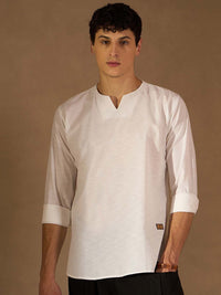 Dennison Men White Solid Kurta