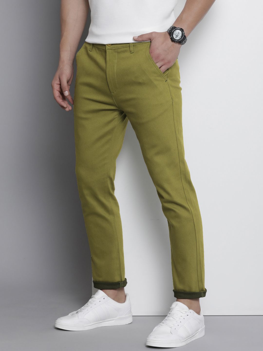 The Indian Garage Co Men Slim Fit Chinos Trousers