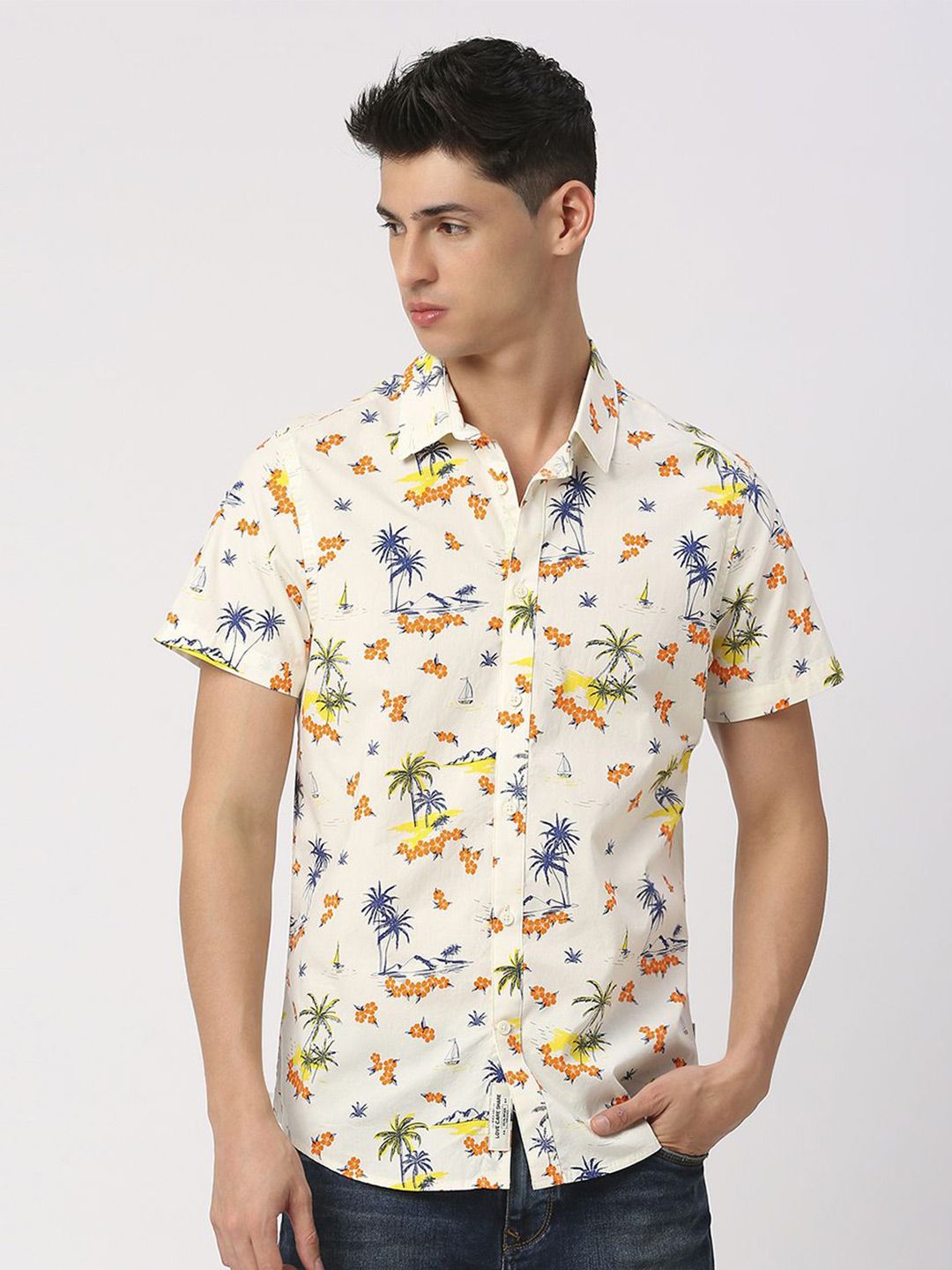Being Human Men Slim Fit Floral Printed Opaque Casual Shirt