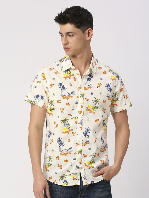 Being Human Men Slim Fit Floral Printed Opaque Casual Shirt