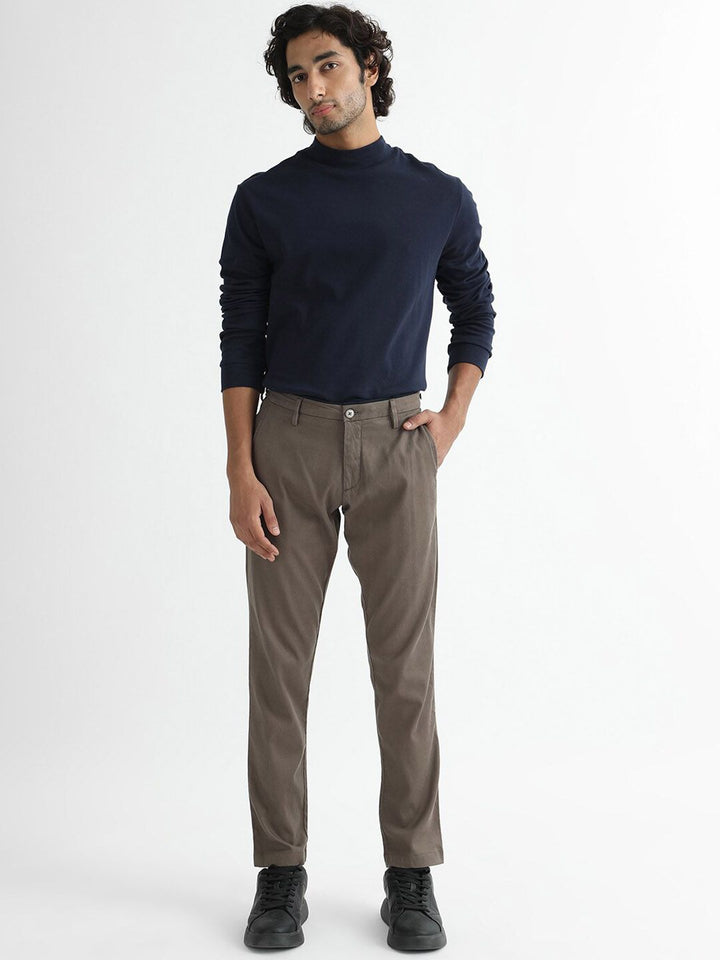 RARE RABBIT Men Slim Fit Mid-Rise Cotton Casual Trousers