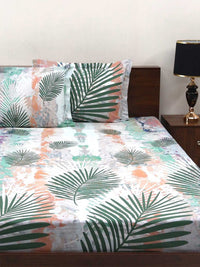 BOMBAY DYEING Fantasque Green Floral Printed Cotton 180 TC King Bedsheet Set 2.74 x 2.74 m