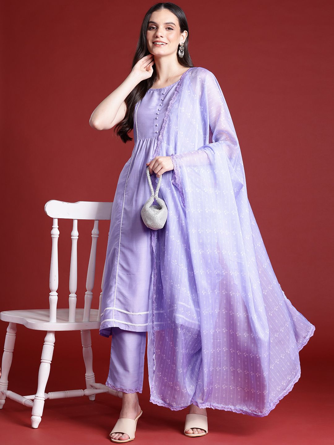Anouk Women A-Line Kurta with Trousers & Dupatta
