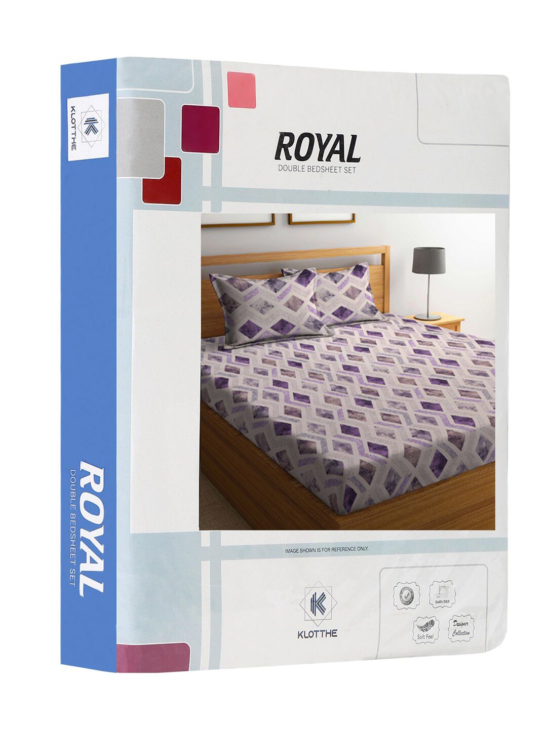 KLOTTHE White Geometric Pure Cotton 400 TC King Superfine Bedsheet with 2 Pillow Covers-98 x 89 inches