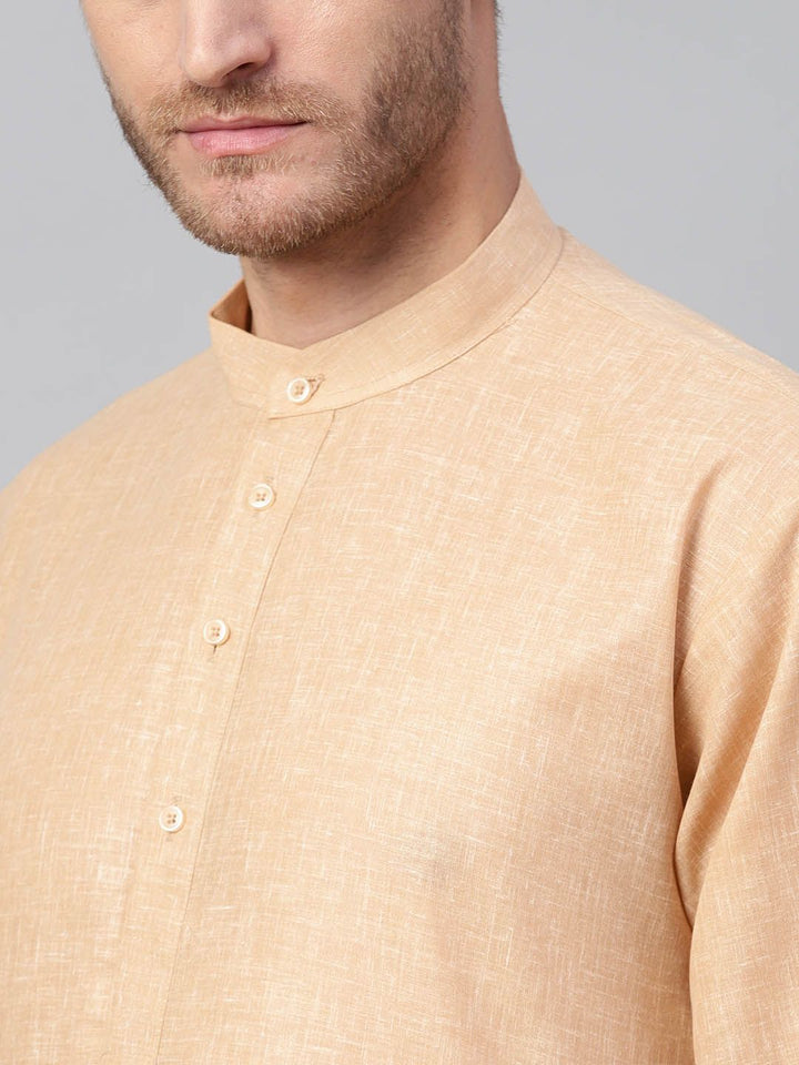 SOJANYA Men Brown Woven Design Straight Kurta