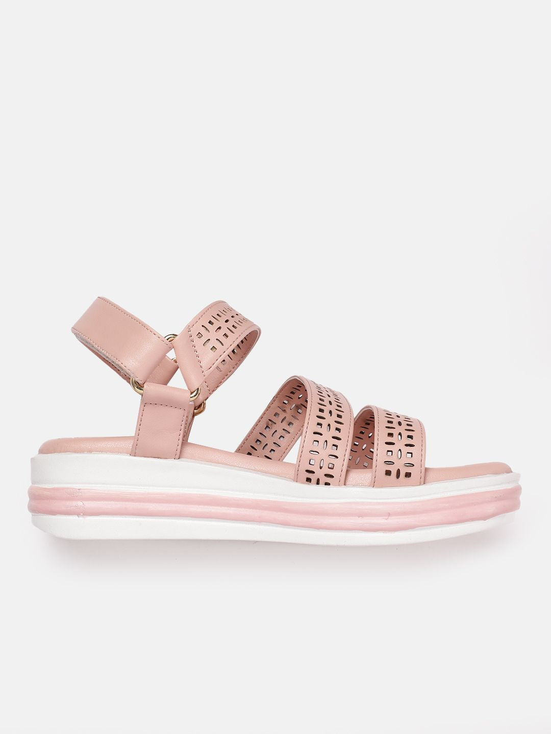 DressBerry Women Textured Open Toe Flats with Laser Cuts