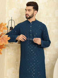 SOJANYA Embroidered Sequinned Pure Cotton Kurta with Pyjama Set
