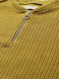The Indian Garage Co Self Striped Stand Collar Corduroy Relaxed Fit Sweatshirt