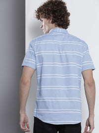 The Indian Garage Co Men Blue Horizontal Stripes Striped Casual Shirt