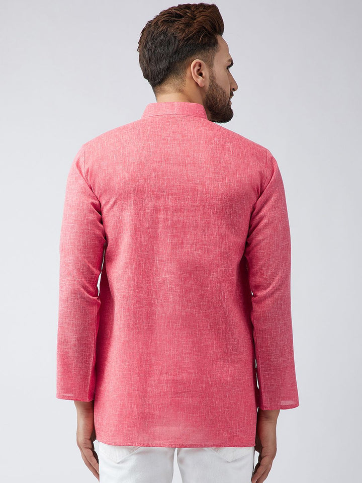 SOJANYA Men Red Woven Design Short Kurta