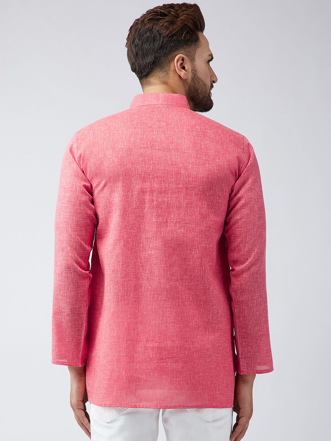 SOJANYA Men Red Woven Design Short Kurta